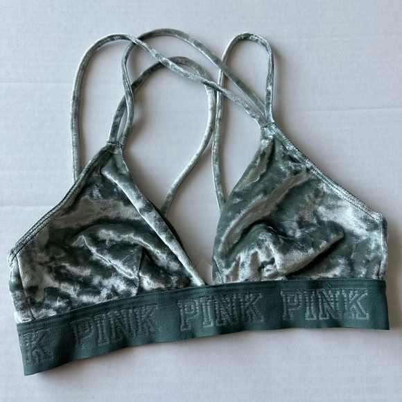 Mint Green Velvet XS PINK Bralette - Picture 1 of 6